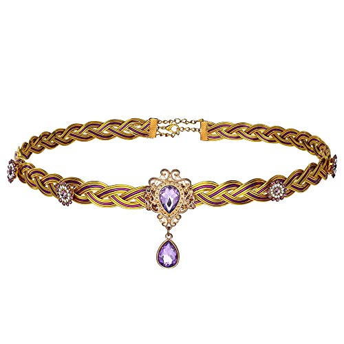 Coteeza Elf Viking Cosplay Circlet Headpiece Medieval Tiara Gold Celtic Queen Crown Princess Costume Adjustable Braided Headband Vintage Men Women Hair Decration Gift For Quinceaner Prom #TOP8