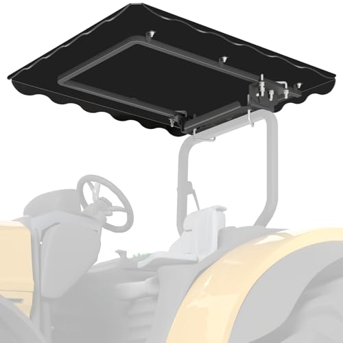 Horilorn Tractor Canopy for ROPS 42-1/8 x 37-3/8 Universal Sunshade Roof for Lawn Mowers Adjustable Mounting Bracket Heavy-Duty Polycarbonate Tuff Top Tractor Canopy Non-Fading Easy to Install
