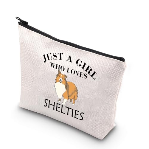 BDPWSS Sheltie Makeup Bag Sheltie Mom Gift Just a Girl Who Loves Shelties Gifthfor Sheltie Owner Sheltie Dog Lover Gift (Girl Loves Shelties)