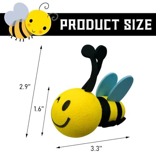 Gasedin Bee Car Antenna Toppers, Automotive Roof Lovely Face Bumble Bee Antenna Balls Stickers Decor, EVA Funny Cute Honey Bee Antenna Hat for Vehicles, Universal Car Accessories (Blue, Blink) - Thumbnail 2