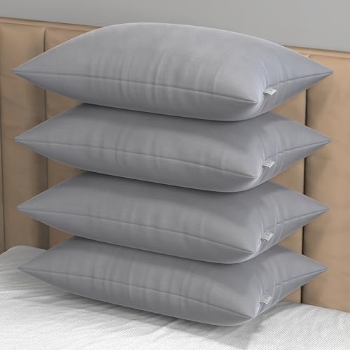 MY ARMOR Height Adjustable Microfiber Pillows Set of 4 for Sleepi...