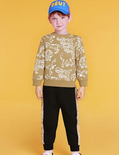 Image of Toddler Boys Dinosaur Sweatshirt and Jogger Pants Outfit Set, Ages 2-10