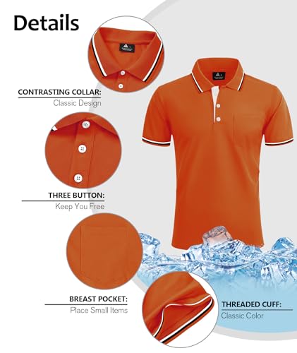 Image of ZITY Men Polo Shirts Short Sleeve with Pocket Golf Polo Wicking Shirts for Men Casual Collared T-Shirts