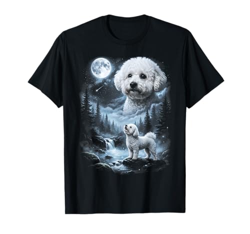 Bichon Frise Howling to the Moon Retro 90's Dog T-Shirt