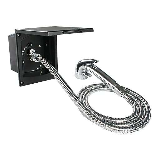 Marvix - Toma de salida de agua externa y cabezal de ducha de gatillo para autocaravana, caravana, caja de caballos