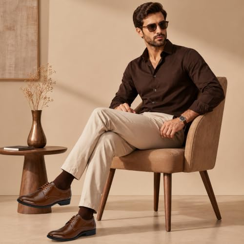 Image of Centrino Formal Shoes for Men | Glossy Lace-Up Derby Dress Shoes | Comfortable Stylish Footwear for Office, Parties & Business Wear | Sleek Classic Design (8233)