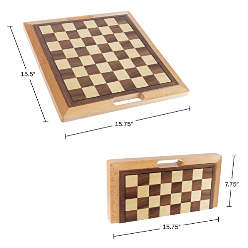 Trademark Games Hey! Play! Deluxe Wooden Chess, Checker And Backgammon Set, Brown #TOP2