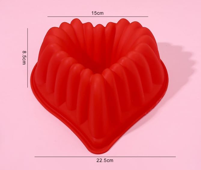 Miniatura 9 de Paquete de 3 moldes de silicona para tartas para hornear. Moldes en forma de rosa de corazón de calabaza para fiestas, ocasiones familiares, rojo, 8