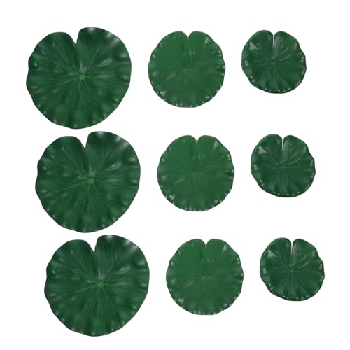 INOOMP 9pièces Nénuphars Artificiels Flottants Mousse Décoration Réaliste Pour Étangs Et Jardins Vertes Pour Bassins Eau Et Piscines Extérieures
