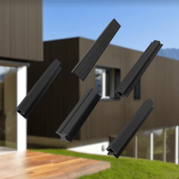 Piezas de instalación Vigueta de panel de pared de listones 3D para exteriores WPC (8 pies, paquete de 3)  para revestimiento exterior compuesto de