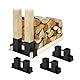 Relaxdays Holzstapelhilfe 4er Set, für Feuerholz, Kaminholzregal selber bauen, Brennholzstapelhalter, Metall, schwarz, 16 x 34 x 10 cm