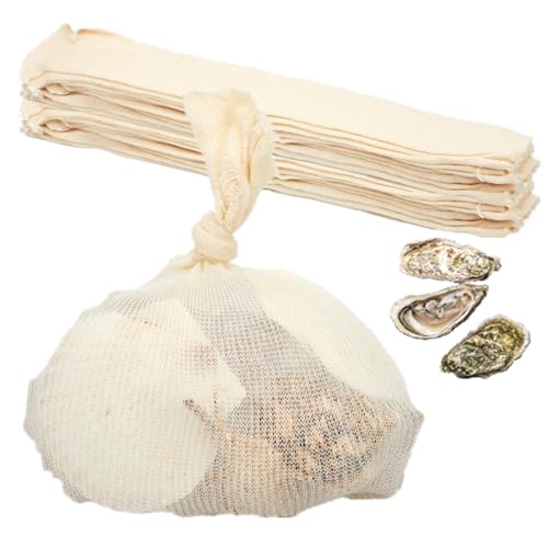 Vincreem 20 Pack 14 Inch Crab Seafood Boil Bags 100% Cotton Mesh Simmer Pot Bags for Steaming and Boiling of Shellfish, Crabs, Clams, Vegetables, Clear Broths, Delicious Soups with No Straining