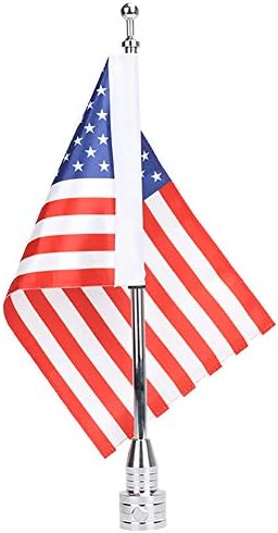 Espear Motocycle America Flag and Motorcycle Flag Mount for Harley Davidson Honda Goldwing CB VTX CBR Yamaha Luggage Racks 6 x 9 inch USA Flag Chrome Flagpole Holder Luggage Racks