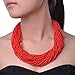 Jerollin Fashion Multilayer Beads Chain Choker Collar Cluster Strand Handmade Bib Statement Necklace Red