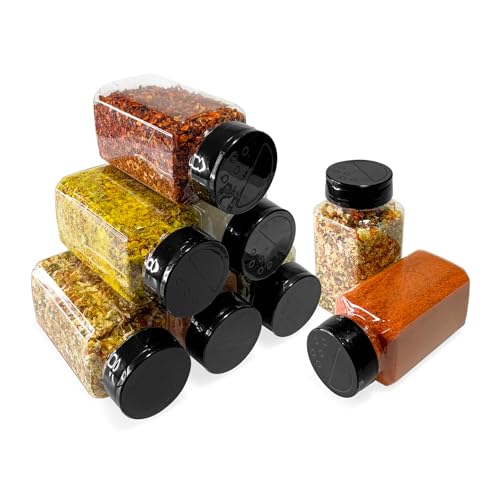 Kit 8 Pote Tempero e Condimentos 220ml Tampa Dosadora Dupla para Temperos e Especiarias de Plástico