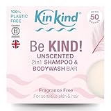 KinKind Fragrance Free Natural Shampoo Bar. Be KIND! Dry Scalp Shampoo. Ideal Unscented Kids Shampoo. For Eczema, Itchy Scalp, Psoriasis & Folliculitis. Coconut Oil & Gentle Foaming Cleanser. UK made.