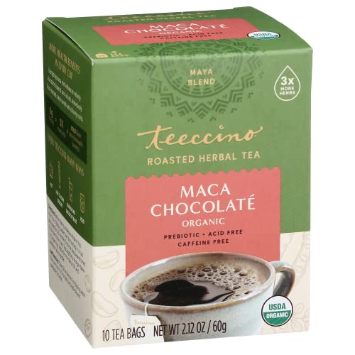 Teeccino Chocolate Herbal Coffee Alternative Tee-Bags, Caffeine Free, Acid Free, 10 count