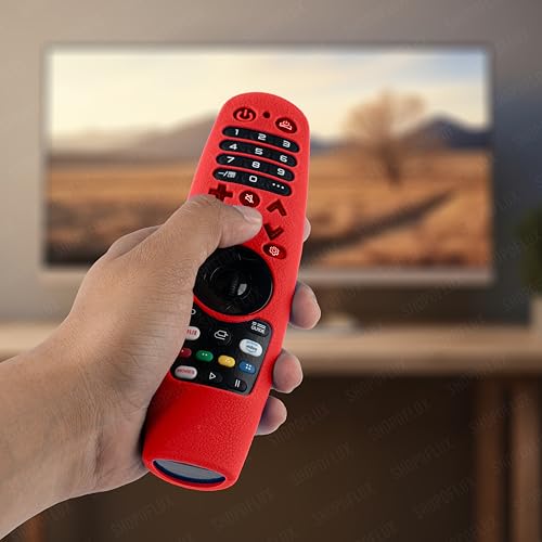 Image of Shopoflux Silicone Full Wrap Case Compatible with LG Magic Remote with Lanyard [Remote Not Included] (RED)