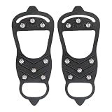 Anti-slip Ice Snow Grips - Easy On-Off Design, 10 Inch External Traction Crampon, Weatherproof Outdoor Walking Component, Durable Black Polymer Fastener | Traction Tool For Boots & Trainers