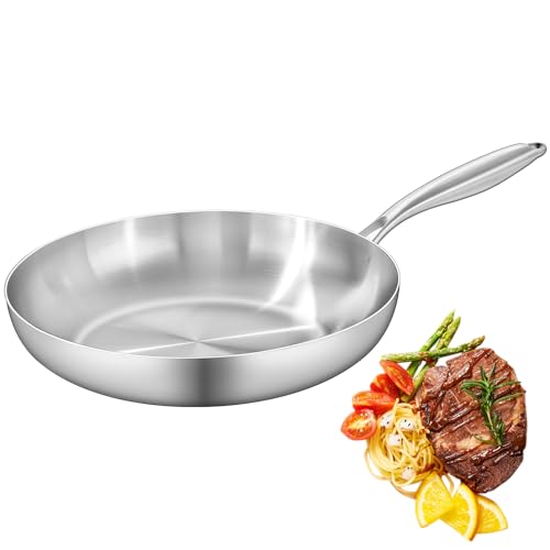 GIUOIDUO 12 Inch Tri-Ply Stainless Steel Pan
