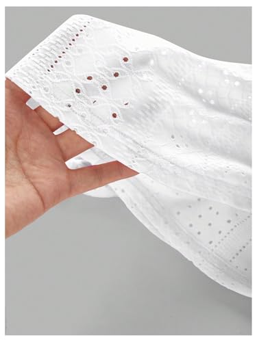 Image of Floerns Girl's Eyelet Embroidery Sleeveless Halter Vest Solid Ruched Crop Tank Top