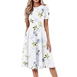 Angebote Kleider Damen Sommer Abschlusskleid Sommerkleid Lang Dresses for Women Kleid Rot Jersey Kleid Blau Damen Festlich Weiß Baumwolle Hippie Weste Polo Knielang Strandhemd (Weiß,S)