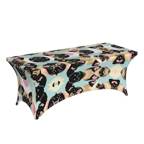 Housse de table rectangulaire extensible élasthanne 1m80 motif chien - 4