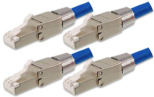 odedo Lot de 4 fiches réseau CAT 8.1 RJ45 Crimp jusqu'à 40 Gigabit pour câbles de pose - Montage sans outil - Décharge de traction blindé CAT 6A 7 2000 MHz jusqu'à 8,5 mm