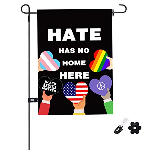 Uddiee Hate Has No Home Here Garden Flag Decorative Hate Has No Place Here Garden Flag Double-Sided for Outdoor Yard Decoration(12" x 18")