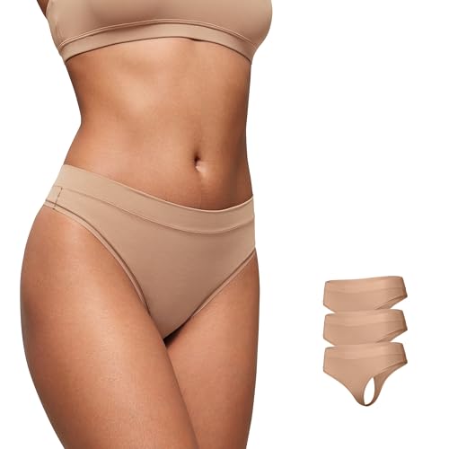 Image of CRZ YOGA Softhold High Rise Thongs 3 Pack | Casual, Ultra-Soft, Tagless, Smooth Waistband, Chafe-Resistant Flat Seams, Panties for Women