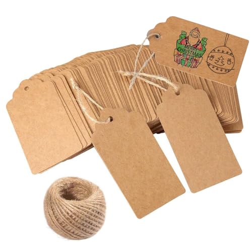 120 PCS Gift Tags with String Attached, Christmas Name Tags for Gifts, 2*3.94