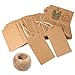 Gift Tags,120 PCS Kraft Paper Tags for Wedding Brown Rectangle Craft Hang Tags with Free 100 Feet Natural Jute Twine