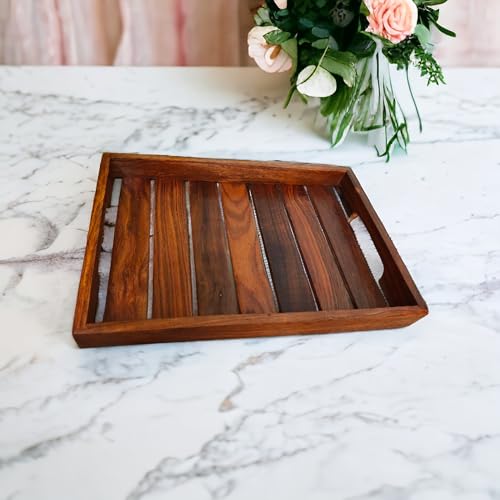 Image of Wood Tray Serving Tray Wooden Tray for Dining Table,Wooden Tray for Kitchen Organizer, Size 13x inches(Rectangle Tray)