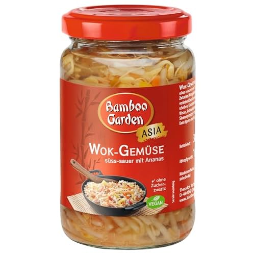 Bamboo Garden - Wok-Gemüse, süß-sauer, mit Ananas | 330 g, Abtropfgewicht 180 g | Ideal für Wok-Gerichte | Vegan, ohne Zuckerzusatz