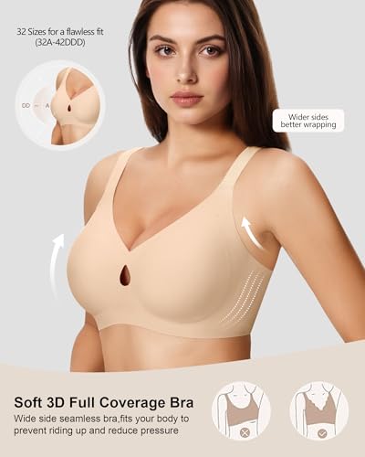 Image of Wireless Bras for Women No Underwire Jelly Push Up Wave Seamless Full Coverage Bralettes Support Lift Everyday Bra