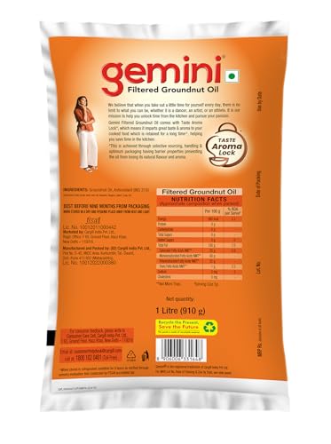 Image of Gemini Filtered Groundnut 1 liter / 910g / 870g POUCH (weight may vary)