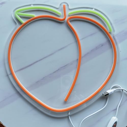 Image of Peach LED Neon Light Sign Handmade Lamp for Wall Room Party Home Bar Art Christmas Bedroom Table Wedding Party Desktop Decoration Teen Kids Birthday Holiday Gift USB Powered