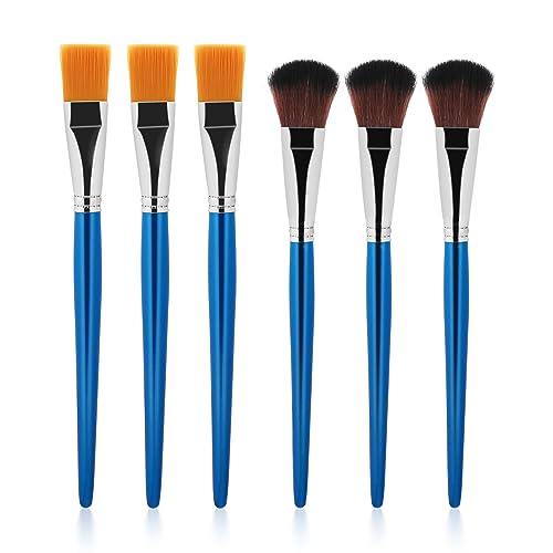 6 PCS Mop Brush for Acrylic Painting 1 Inch Face Paint Brushes with Wooden Handle Oval Blending Brushes for Acrylic Painting, Watercolor, Face Body Art