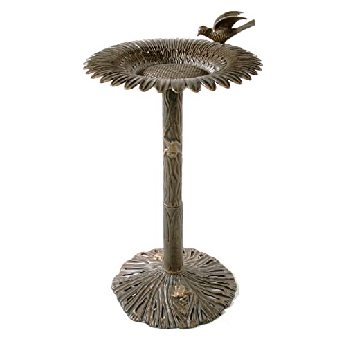 Image of Oakland Living 5065AB Antique Bronze Sunflower Design Aluminum Birdbath