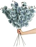 Fqueelvys Fake Orchid,6PCS Blue Orchid Artificial Flowers 26.7 Inch Artificial Phalaenopsis Flowers for Wedding Party Home Décor(Blue)