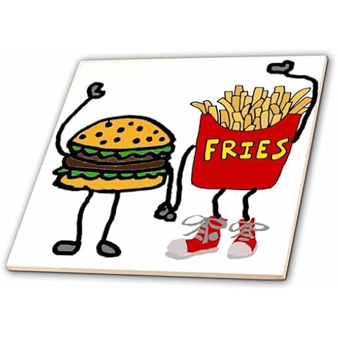3dRose Hamburger and Fries Tile Cover