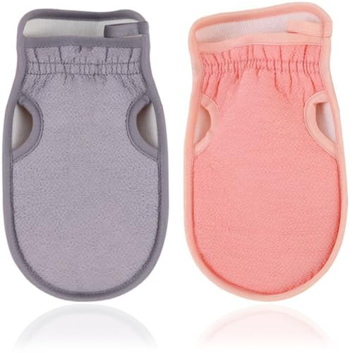 KOLZEMV Guante exfoliante, 2 piezas Limpia los poros en profundidad para cuerpo y cara, exfoliante corporal, guante exfoliante corporal, Esponja de ducha para Peeling & Body Scrub, Guante de masaje