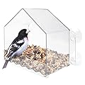 Nature's Way Win-3 Clear View Window Bird Feeder with Strong Suction Cups, Transparent Outdoor Wild Bird Seed Feeder and Décor, 2 Cup Capacity, Clear, 6.5"