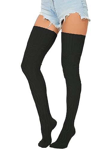 Image of Women's Thigh High Knitted Winter Boot Socks Vintage Extra Long Leg Warmer Over Knee High Stockings
