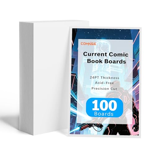 100-Count Current Comic Book Backing Boards - 6 3/4 x 10 1/2 24PT Acid-Free Comics Boards Sheet Protector for Modern Comics Storage Precision Cut for Current Comics Protection & Display
