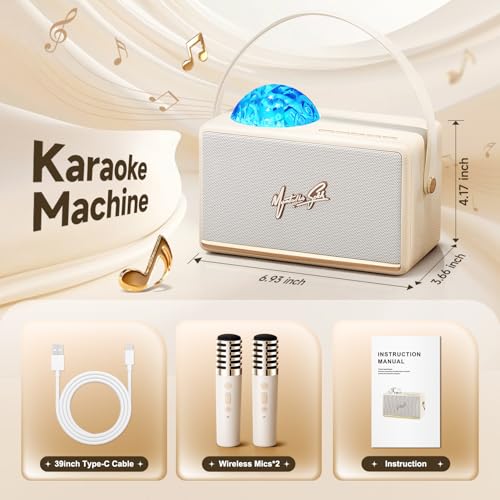 Karaoke Machine for Kids Adults Teen with Aurora Light Projector, 16-Color 2 Karaoke Microphone for Kids Mini Karaoke Machine,6 Voice Changer Teen Girl Gifts Speaker with Microphone Wireless by PIKOY - Image 9