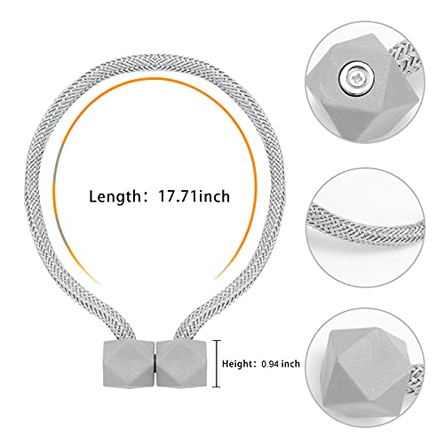 6 Pack Magnetic Curtain Tiebacks, Decorative Magnetic Curtain Straps, No Tools Required, Convenient Window Treatment Holdbacks(Gray) #TOP3