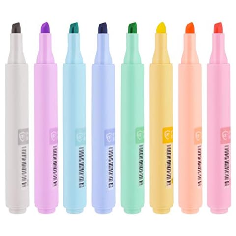 Eye Protected Highlighters, Smooth Quick-drying Ink Light-color Large Capacity High Lighter Markers, Chisel Tip Assorted Colors, 8-Count Cover