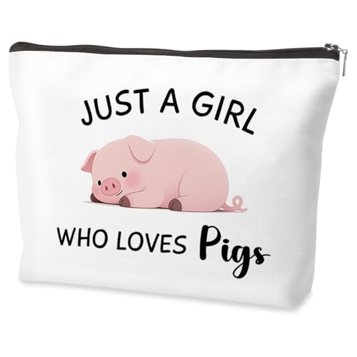 Pig Gifts for Women Pig Gifts for Pig Lovers Animal Themed Gift for Friend Woman Just A Girl Who Loves Pigs Christmas Presents Cosmetic Bags