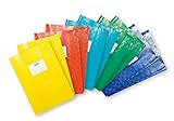 Farbe – 5 farbige heft-umschläge mit karierter Strukturprägung (bast-optik) gelb, rot, hellblau, gün und Dunkelblau